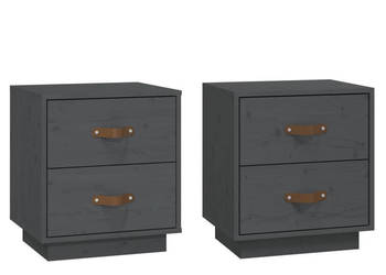 Szafki nocne 2 szt. szare 40x34x45 cm lite drewno sosnowe WM-818330