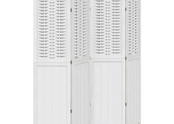 Parawan pokojowy 4-panelowy biały lite drewno paulowni WM-358722