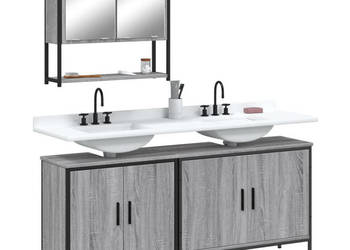 3-częściowy zestaw mebli łazienkowych szary dąb sonoma WM-3214673