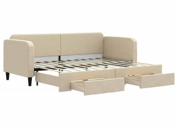 Sofa rozsuwana z szufladami kremowa tkanina 80x200 cm WM-3196851