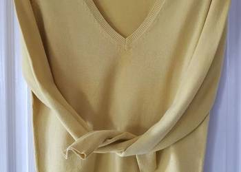 bluza sweter sweterek zara musztardowy żółty dekolt serek