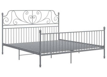 Łóżko Metalowe Szare Rama Łóżka Ze Stelażem 200 x 200 cm WM-324861