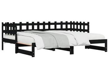 Łóżko rozsuwane czarne 2x(80x200) cm lite drewno sosnowe WM-840387