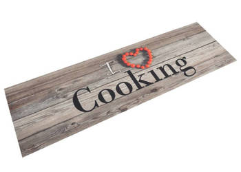 Dywanik kuchenny wzór z napisem Cooking szary 45x150 cm WM-136546