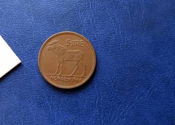 Stare monety 5 ore 1966 Norwegia