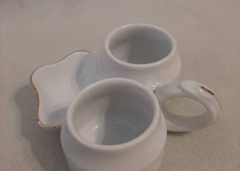 Piękny kolekcjonerski kabaret białej porcelany -sygn