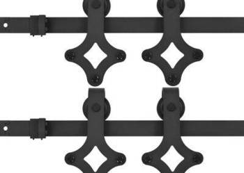 System do montażu drzwi przesuwnych, 2szt., 200cm, stal, czarny(3059841)