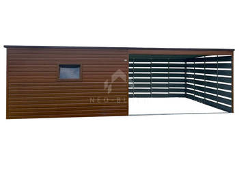 Schowek - Domek Ogrodowy 4x4m + Wiata 4x4 drzwi 2x Okno Złoty Dąb NB147