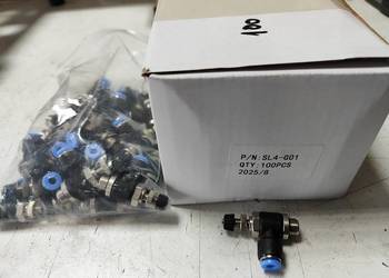 Zawór dławiąco-zwrotny pneumatyczny G1/8 Ø4 mm kątowy