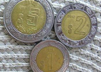 Zestaw 3 szt - Meksyk - 1 - 2 i 5 - Peso