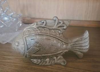 Figurka Ryba dekoracyjna vintage – złota przecierana 21 cm