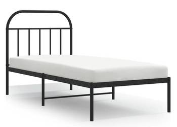 vidaXL Metalowa rama łóżka z wezgłowiem, czarna(SKU:353626)