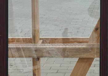 OKNA KacprzaK Witryna 74X139 FIX Używany PCV Plastikowy Mahoń