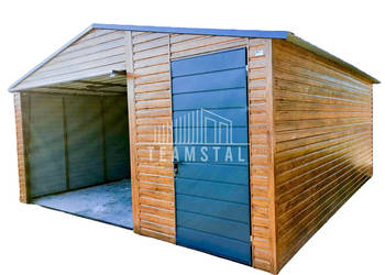 GARAŻ BLASZANY 5m x 5m - dwuspad - Brama drzwi TS234