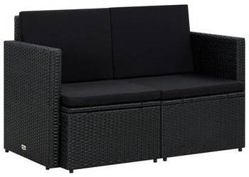 vidaXL 2-osobowa sofa ogrodowa z poduszkami, czarna, polirattan(sku45784)