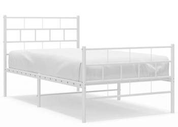 Łóżko Metalowe Białe Rama Łóżka Ze Stelażem Biała 100x190 cm WM-355720