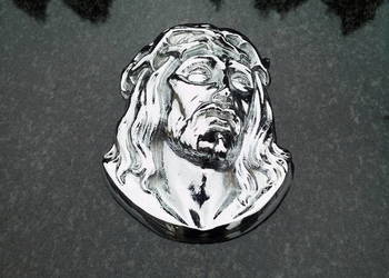 Głowa Pan Jezus chromowana chrom nagrobek galanteria