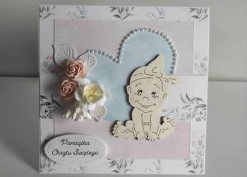 Kartka w pudełku ręcznie robiona na Chrzest Święty handmade