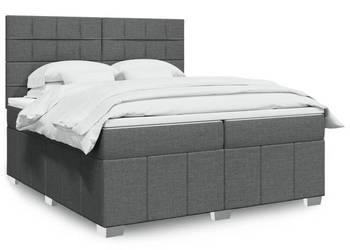 Łóżko kontynentalne z materacem ciemnoszara tkanina 200x200 cm WM-3294076