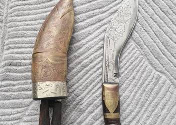 Ozdobny nepalski Kukri / Khukuri – nóż kolekcjonerski + 2 nożyki