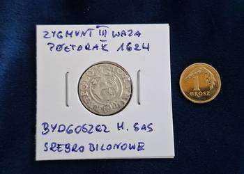 1 Półtorak Zygmunt III Waza Bydgoszcz 1624 (srebro).