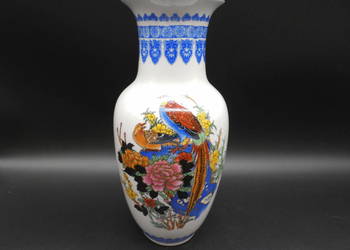 Piękny Chiński Wazon Porcelanowy Vintage – Motyw Ptaków i Piwonii