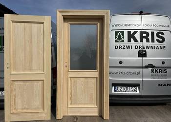 Drzwi lite drewniane z listewką ozdobną NA KAŻDY WYMIAR