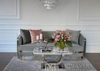 Sofa MADONNA 3 os. Szara Welwet – Nowoczesna Srebrna Kanapa Glamour