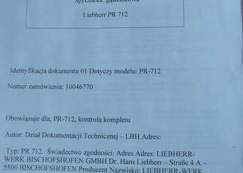 dtr instrukcja obsługi spycharka liebherr PR 712 i inne