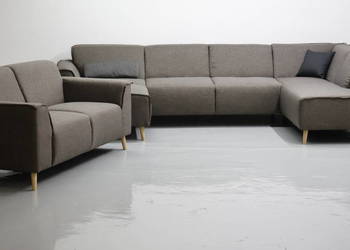 TOŁ Nowe Wielkie narożnik U rogówka kanapa brązowa tkanina + sofa rogówka