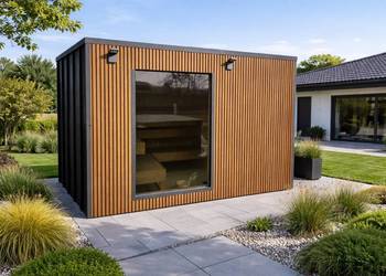 SAUNA OGRODOWA MODERN LUX 330 z przeszkleniem