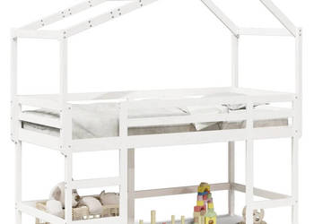 Łóżko na antresoli z drabiną i dachem białe sosna 80x200 cm WM-3282073