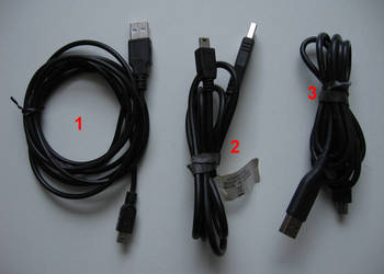Kabel USB A - miniUSB, różne rodzaje.
