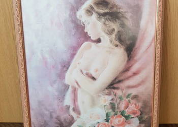 Obraz Młoda kobieta z kwiatami akt 75x55 cm