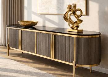 Komoda RTV złota grafitowa Omega Glamour Premium 200x40x60