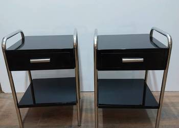 Szafka nocna stolik 1 szt. Art deco Bauhaus Chrom Czarne