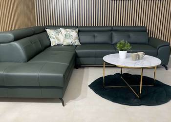 Narożnik Siella skóra naturalna 100% spanie oraz pojemnik