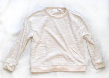 aksamitna bluza damska, ciepła bluzka rozmiar L, kremowa bluza z misia L