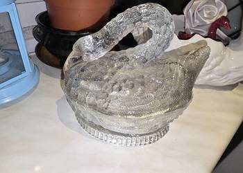 Bomboniera łabędź szkło transparentne