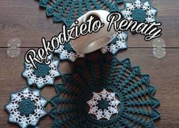 Bieżnik na szydełku rękodzieło serwetka obrus