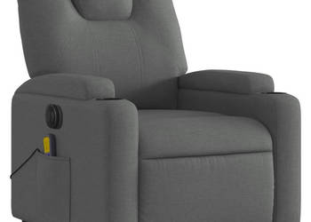 Rozkładany fotel masujący elektryczny ciemnoszary tkanina WM-3204357