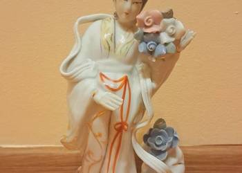 Chińska Porcelanowa Figurka Gejszy Vintage Ozdoba