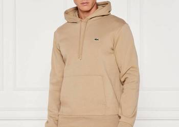 Bluza męska bawełniana Lacoste - beżowa M, regular fit ocieplana