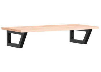 Półka ścienna pod umywalkę stal i lite drewno dębowe WM-3302547