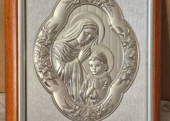 srebrny obrazek  Matka Boża z dzieciątkiem srebro