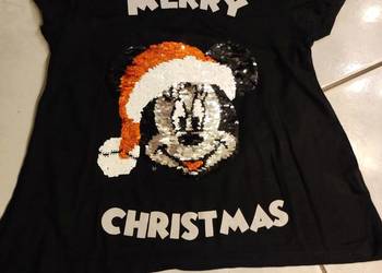 3d Disney świąteczna metaliczna koszulka bluzka Merry Christmas cekiny mien