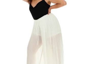 44 Spodnie kuloty ecru plisowane 82-96cm Simply Be