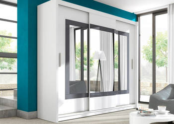 Szafa Preston 250x215x61 (biała, lustra, szuflady) Darmowa dostawa