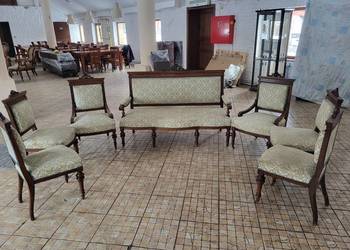 Zestaw sofa + 2 fotele + 4 krzesła piękny antyczny