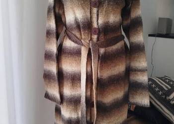 Brązowy sweter płaszcz z kapturem 52 xxxl